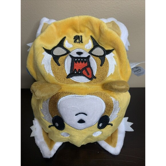 Rare Double Sided Aggretsuko Sanrio Rage Face Fox & Smiling 2022 8” - Picture 1 of 5